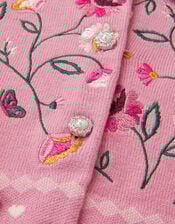 Floral Embroidered Collar Cardigan, Pink (PINK), large