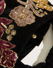 Velvet Embroidered Knot Cross-Body Shoulder Bag, , large