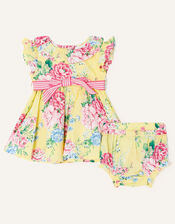 Newborn Floral Dress Set, Yellow (YELLOW), large