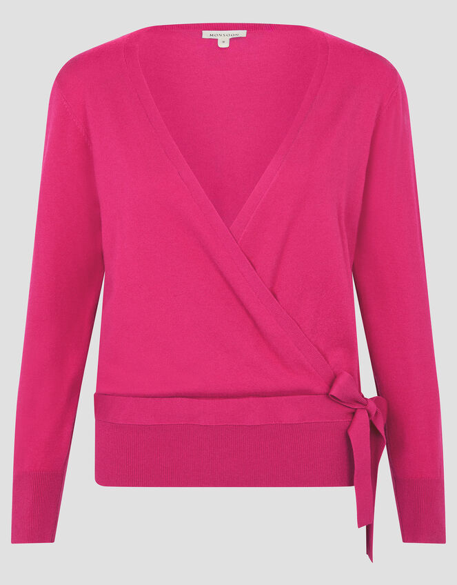 Riley Wrap Sweater, Pink (BRIGHT PINK), large