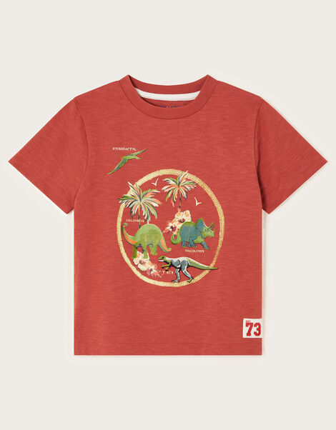 Dinosaur Graphic Cotton T-Shirt, Red (RED), large