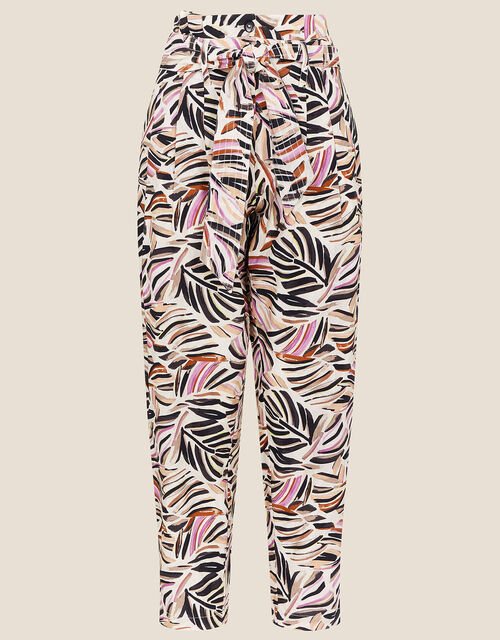 Palm Print Poplin Trousers, Natural (STONE), large