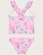 Butterfly Print Pom-Pom Tankini Set, Pink (PALE PINK), large