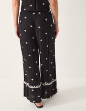 Samara Embroidered Wide Leg Trousers, Black (BLACK), large