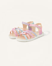 Pastel Rainbow Shimmer Sandals, Multi (MULTI), large