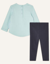Baby Hedgehog Sweat Top and Leggings, Blue (AQUA), large