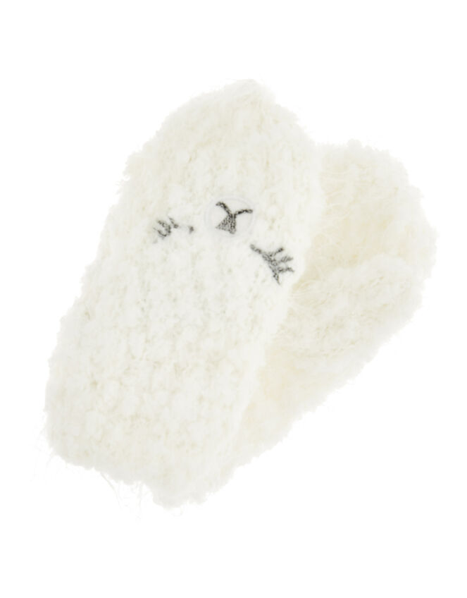 Baby Ana Sparkle Bear Mittens, Ivory (IVORY), large