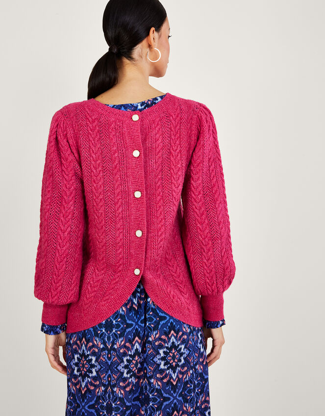 Back Button Cable Jumper with Recycled Polyester, Pink (PINK), large