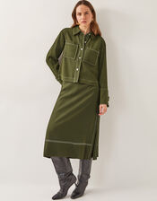 Katya Contrast Cargo Shirt, Green (KHAKI), large