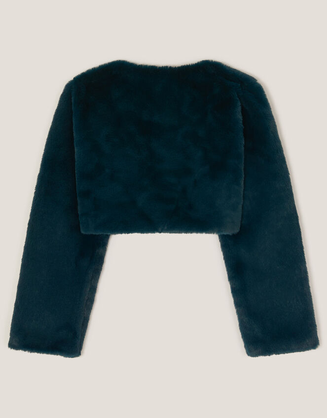 Marie Bow Faux Fur Shrug, Teal (TEAL), large