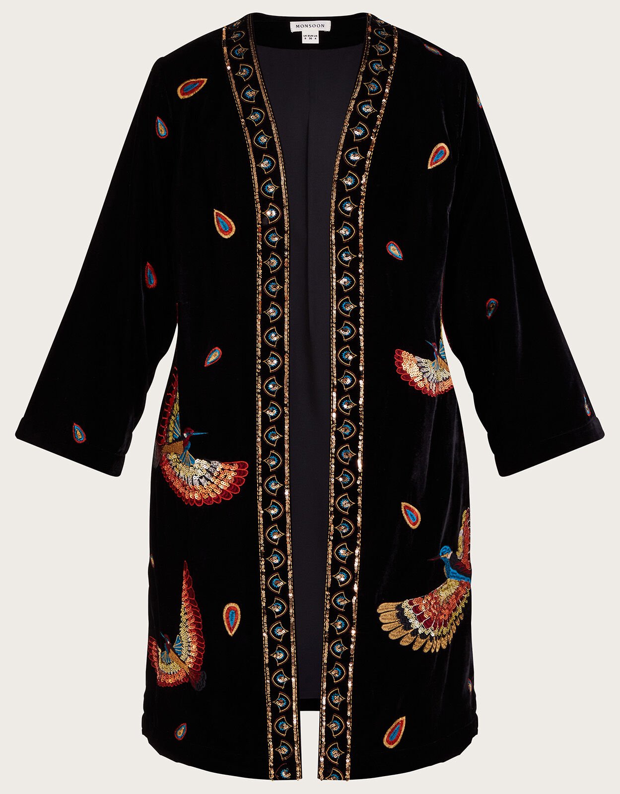 Baylie Embellished Velvet Kimono Black