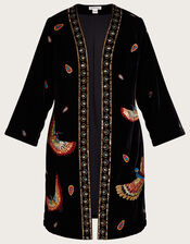 Baylie Embellished Velvet Kimono, Black (BLACK), large