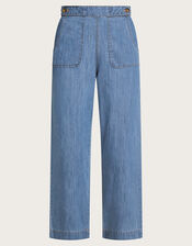 Harper Crop Wide Leg Pull-On Jeans Shorter Length, Blue (DENIM BLUE), large