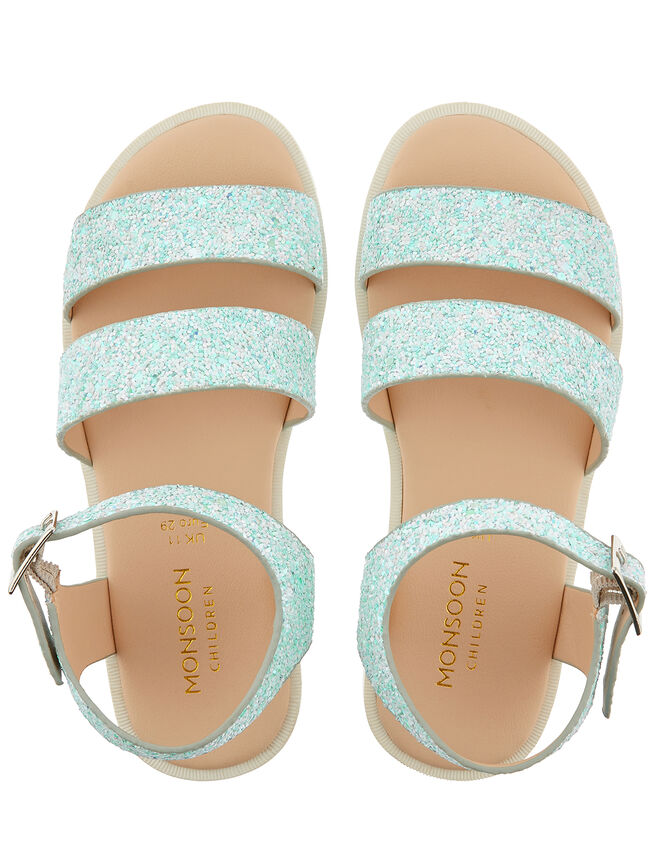 Edie Frosted Glitter Sandals, Green (MINT), large