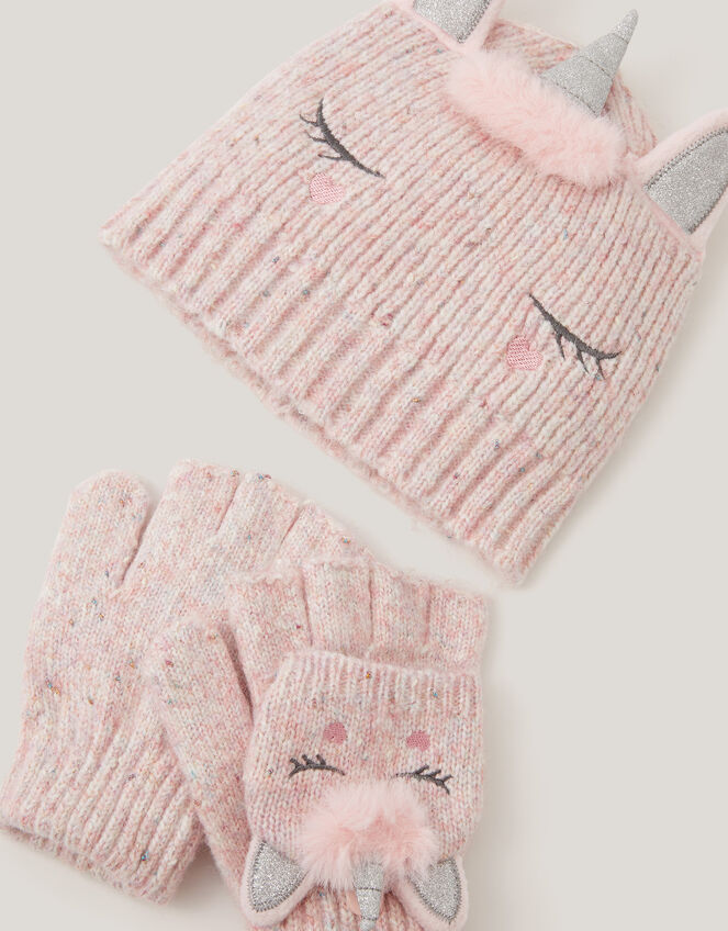 Unicorn Beanie Hat & Gloves Set, Multi (MULTI), large