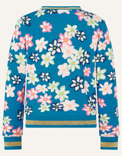 Bold Floral Bomber Jacket, Blue (BLUE), large