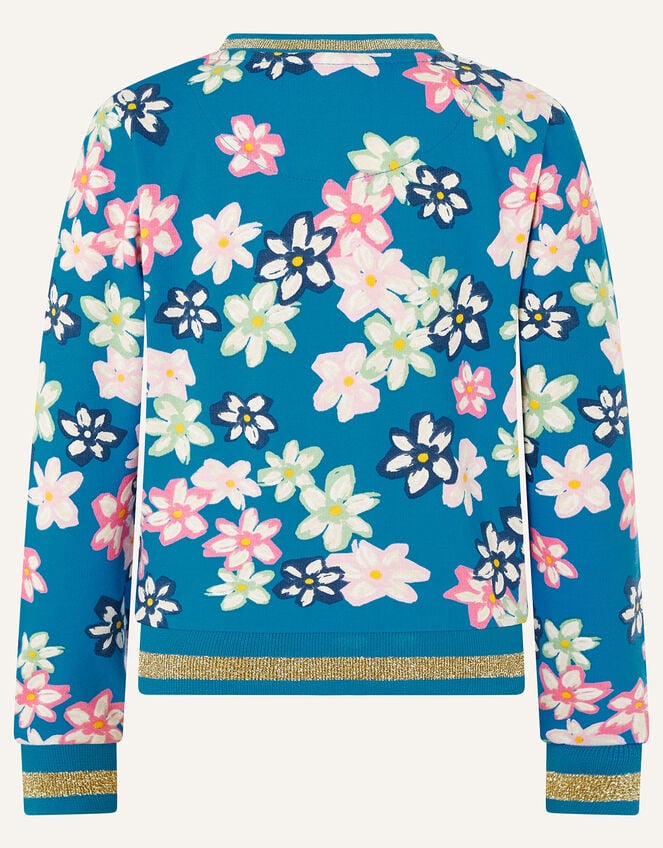 Bold Floral Bomber Jacket, Blue (BLUE), large