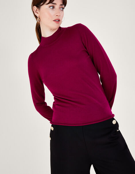 Turtle Neck Top, DARK PINK, large