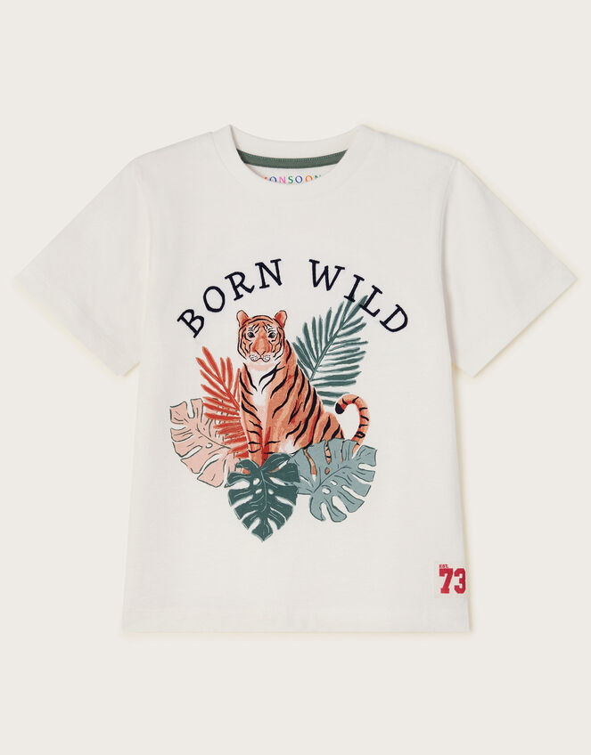 Born Wild Tiger T-Shirt, Blue (NAVY), large