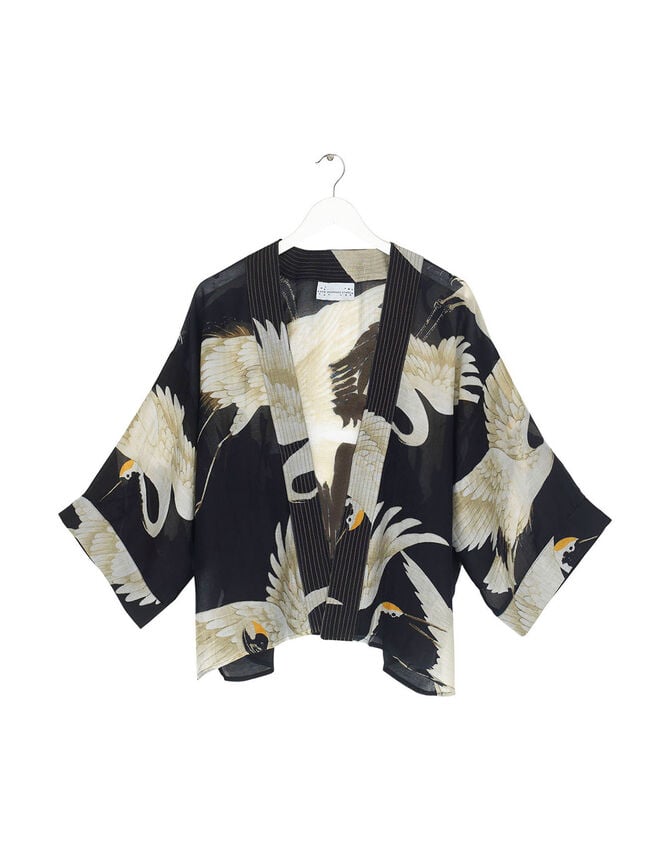 One Hundred Stars Stork Print Kimono Jacket, , large