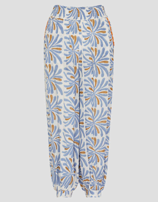 Cece Woodblock Print Harem Pants, Blue (BLUE), large