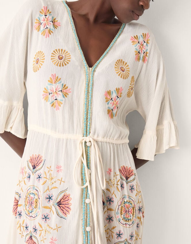 Juniper Embroidered Maxi Dress, White (WHITE), large
