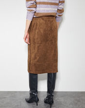 Amber Suedette Pencil Skirt, Brown (BROWN), large