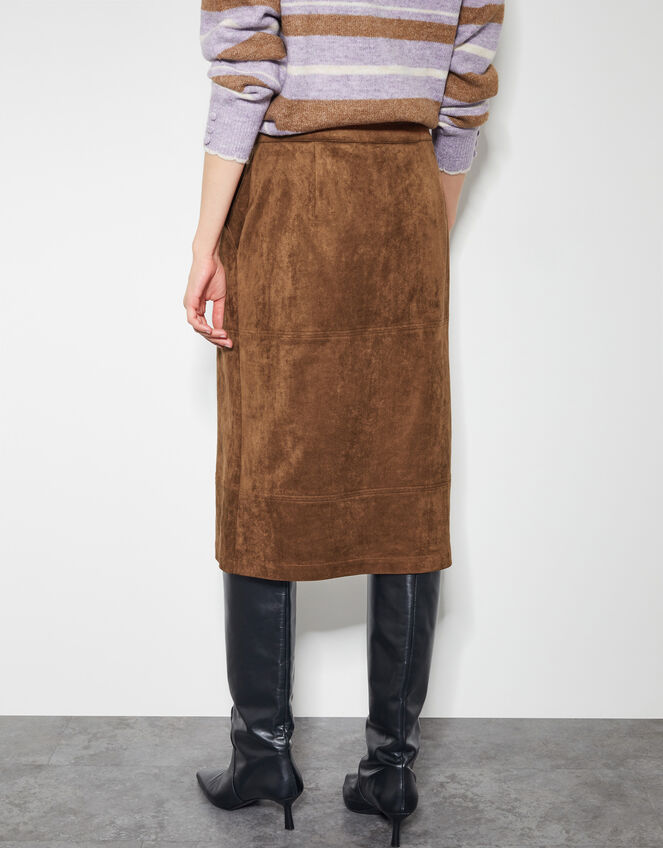 Amber Suedette Pencil Skirt, Brown (BROWN), large
