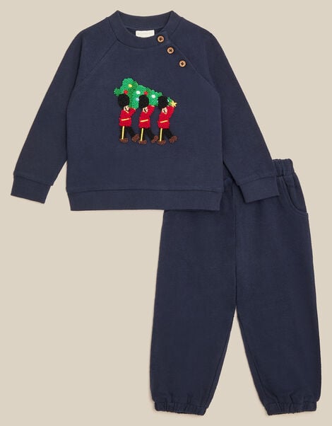 Newborn Christmas London Guards Sweatshirt & Joggers Set, Blue (NAVY), large