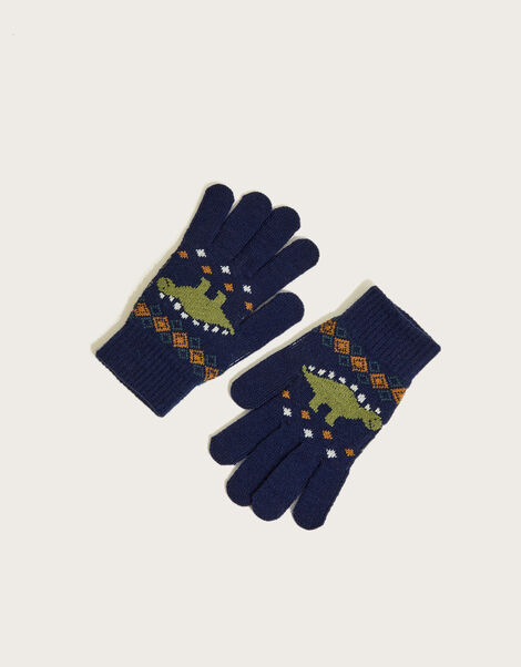Grayson Dinosaur Gloves Blue, Blue (BLUE), large