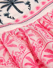 Palm Print Embroidered Playsuit, Pink (PINK), large