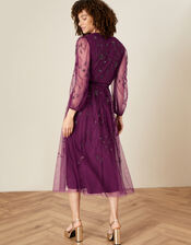 Eva Long Sleeve Midi Dress, Purple (PLUM), large