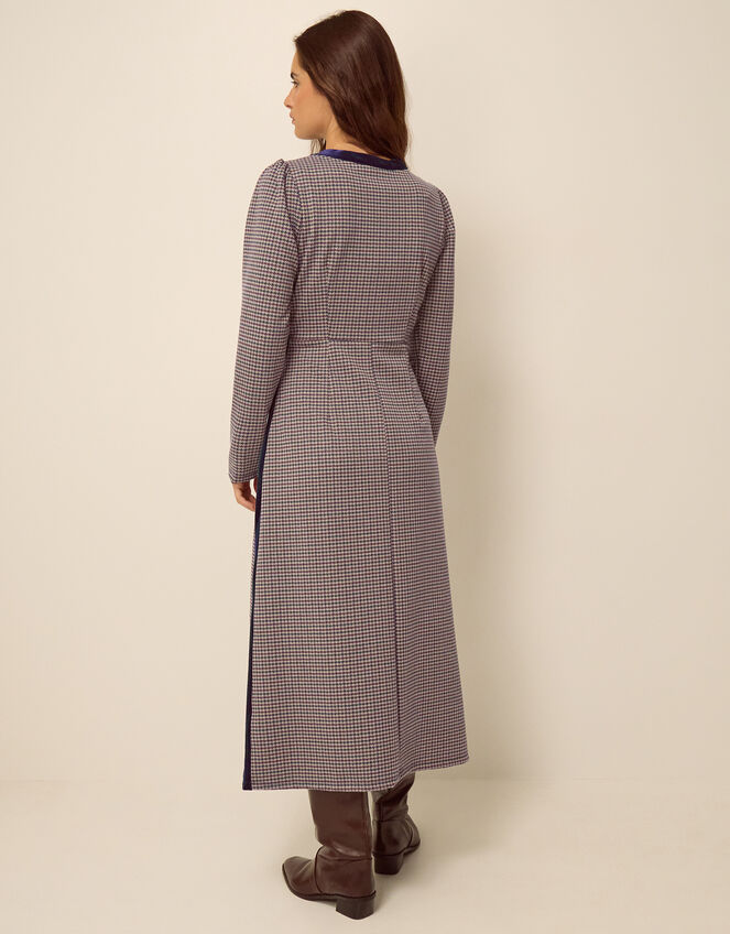 Claude Houndstooth Jersey Midi Dress, Brown (BROWN), large