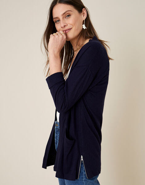 Plain Cover Up in Linen Blend  Blue, Blue (NAVY), large