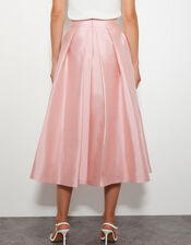 Tanya Taffeta Pleated Midi Skirt, Pink (PINK), large