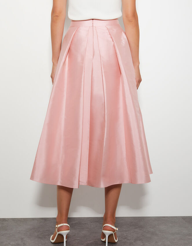Tanya Taffeta Pleated Midi Skirt, Pink (PINK), large