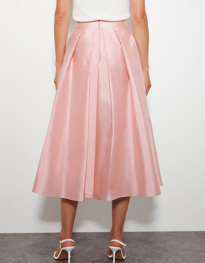Tanya Taffeta Pleated Midi Skirt, Pink (PINK), large
