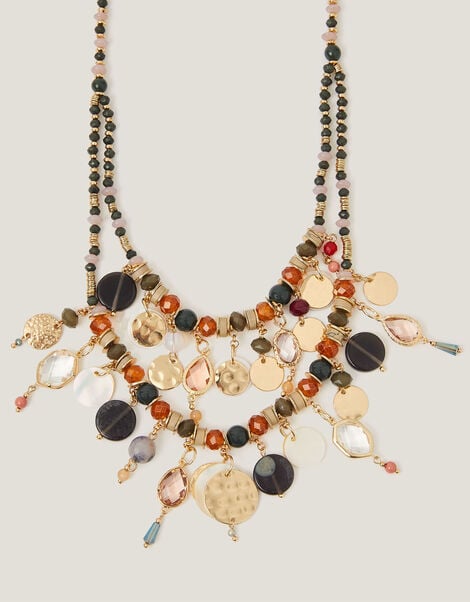 Mixed Bead Statement Layered Necklace, , large