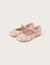 Patent Floral Ballerina Flats, Pink (PINK), large