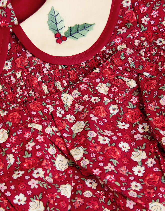 Baby Ditsy Floral Christmas Dress & Knickers Set , Pink (PINK), large