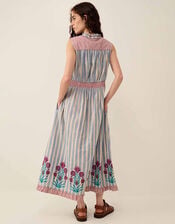 East Rylea Placement Print Cotton Midi Dress, Blue (BLUE), large