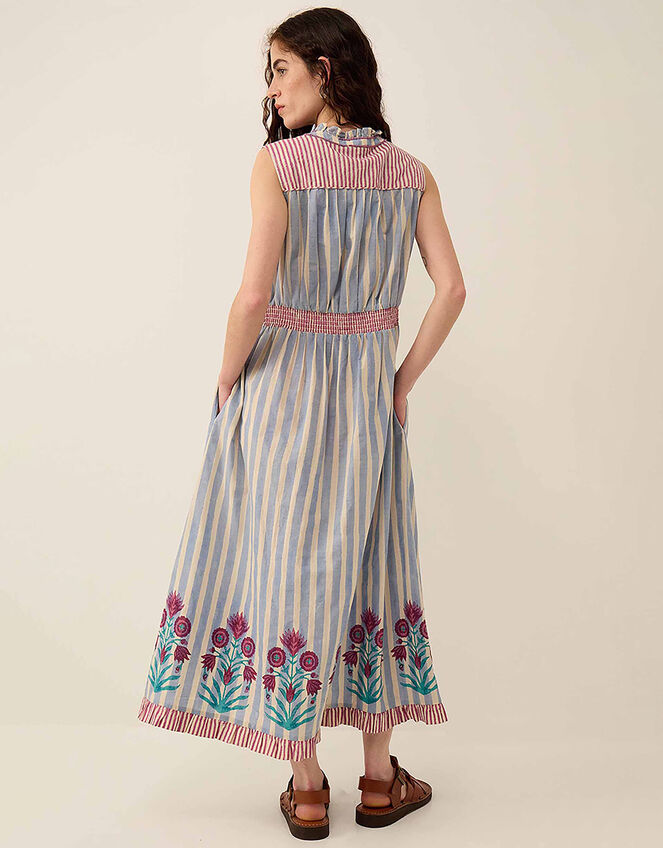 East Rylea Placement Print Cotton Midi Dress, Blue (BLUE), large