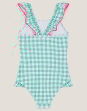 Sequin Cherry Gingham Swimsuit, Green (GREEN), large