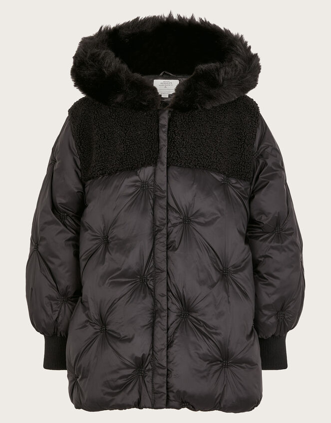 Chester Quilted Borg Coat, Black (BLACK), large