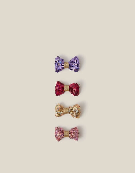 4-Pack Sequin Bow Hair Clips, , large