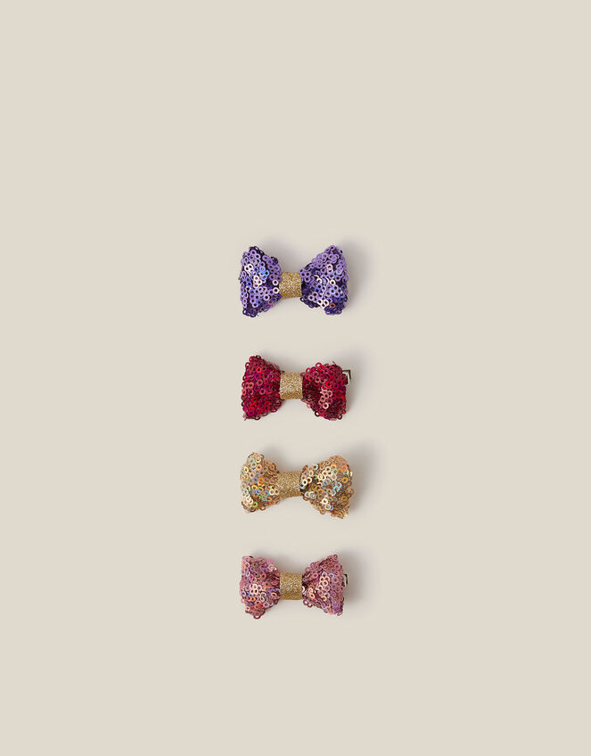 4-Pack Sequin Bow Hair Clips, , large