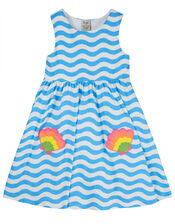 Frugi Wavy Stripe Dress, Blue (BLUE), large