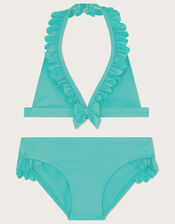 Triangle Bikini Frill Trim Set, Green (GREEN), large