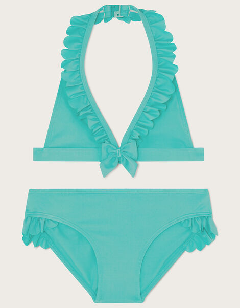 Triangle Bikini Frill Trim Set, Green (GREEN), large