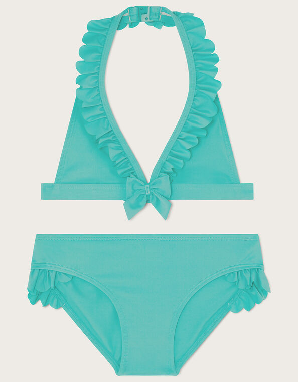 Triangle Bikini Frill Trim Set, Green (GREEN), large